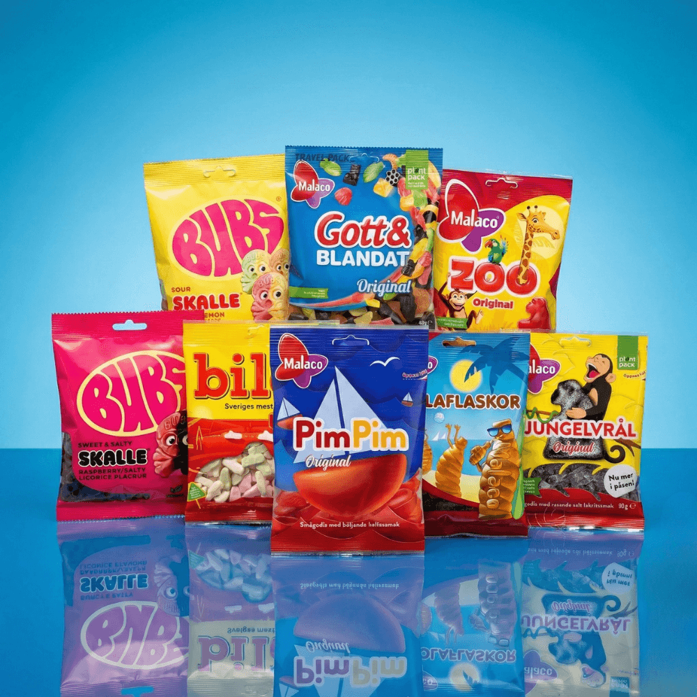 Swedish Candy Mix – 8 Bag Variety Pack (725g)